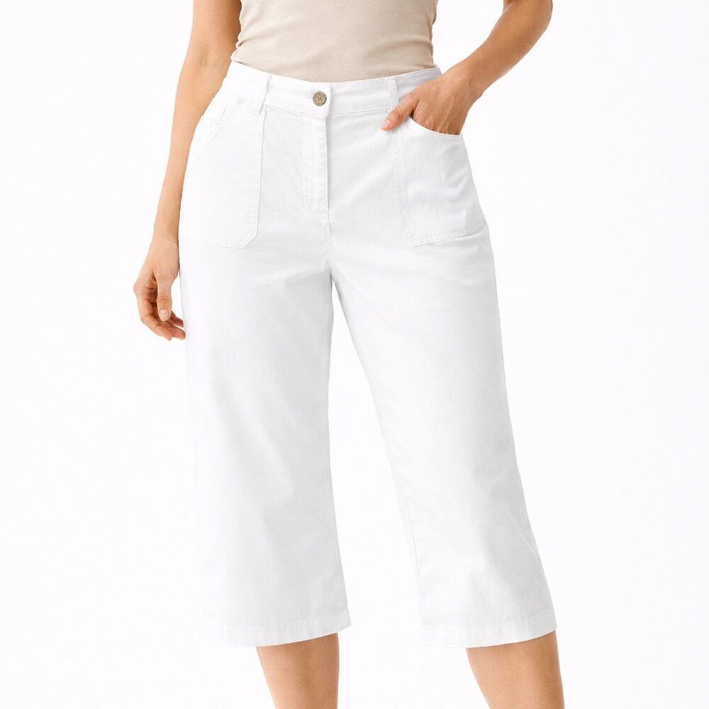 Kim Rogers Capri Size 6 White Stretch NWT Coastal Grandma *